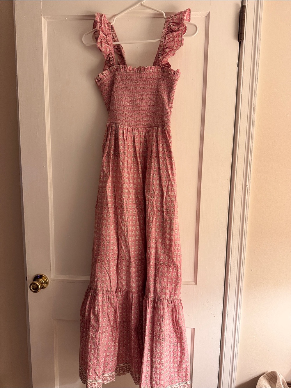 MAREA Pink Smocked Floral Dress with Ruffle Straps